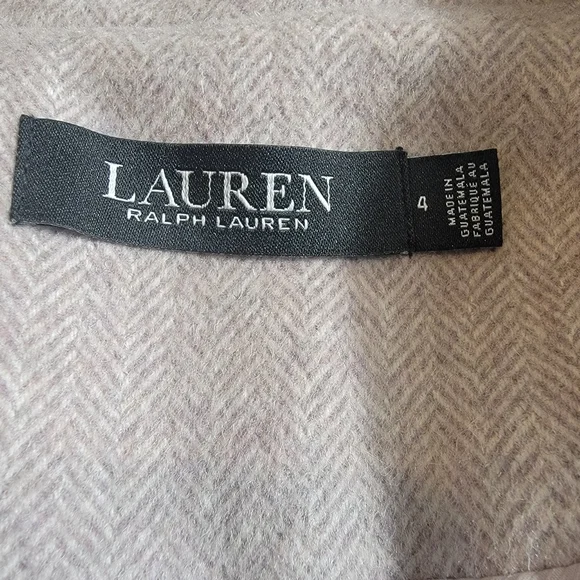 Lauren Ralph Lauren black label Herringbone wool blend dusty pink  coat size 4 - Picture 7 of 15